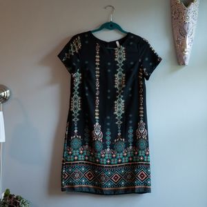 Interi Abstract Geometric Print Short Sleeve Dress